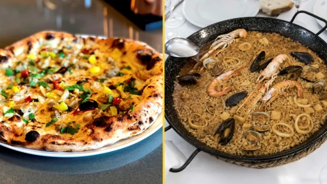 Pizza and paella