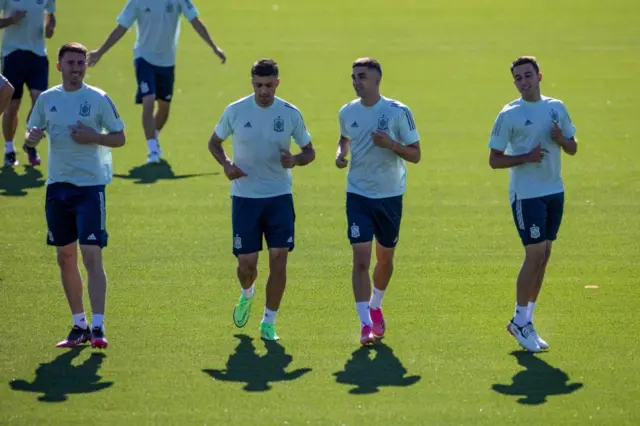 Aymeric Laporte trains with Spain team-mates at Las Rozas