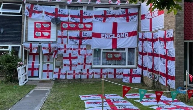 Lee Johnson's house covered in England flags