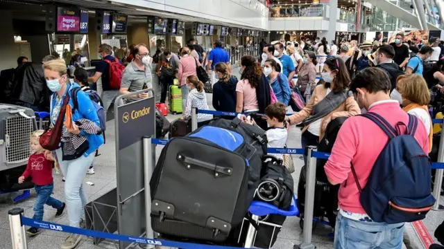 People at a busy airport