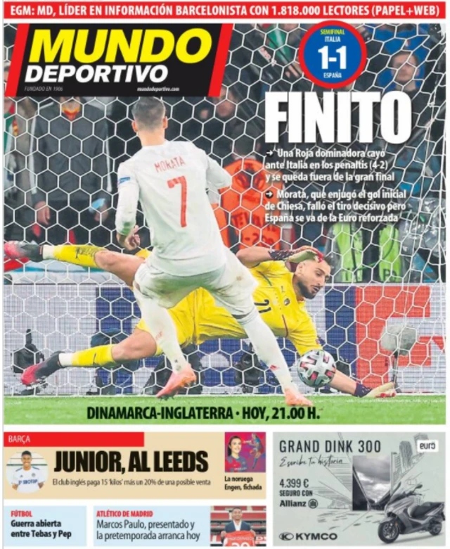 Front page of Mundo Deportivo on 7 July 2021