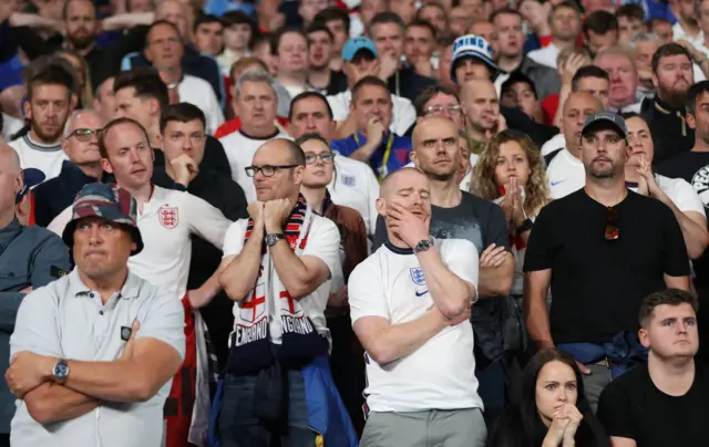 Fans at Wembley look nervous