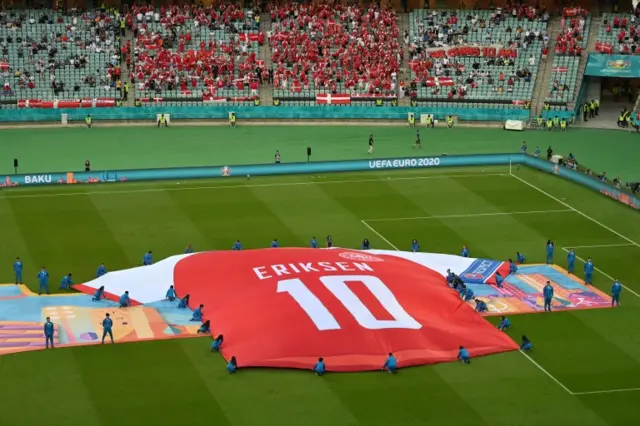 Shirt tribute to Christian Eriksen at Denmark's game with the Czech Republic