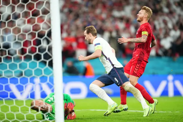 Harry Kane wheels away in celebration