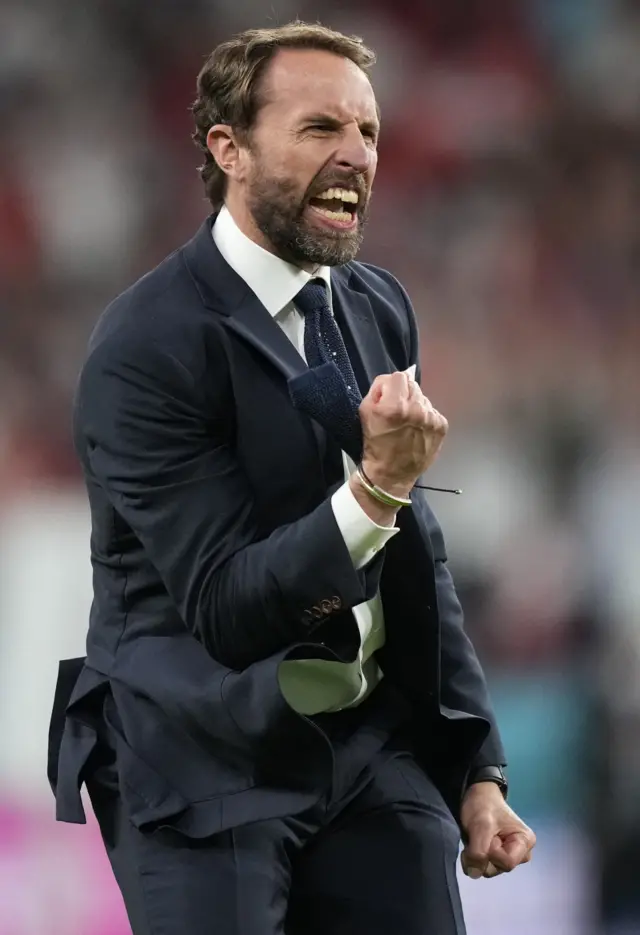 Gareth Southgate celebrates England's win