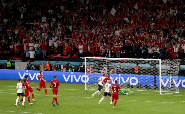 Harry Kane scoring the winner against Denmark