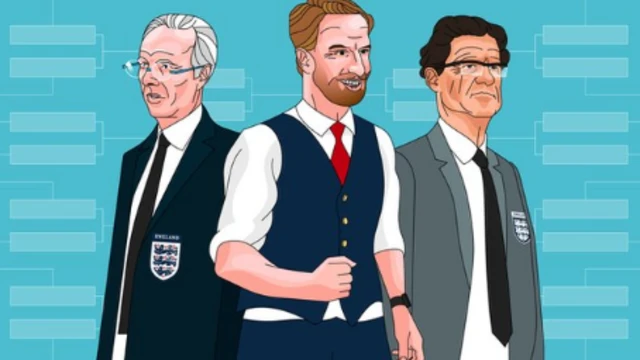 Illustration showing Sven-Goran Eriksson, Gareth Southgate and Fabio Capello