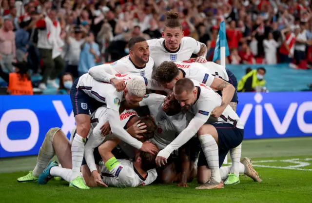 England players celebrating