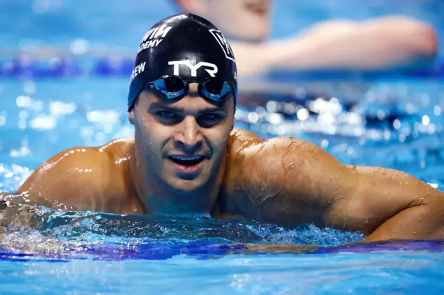 Michael Andrew after competing in the Men’s 100m backstroke final at the 2021 U.S. Olympic Team Swimming Trials in June