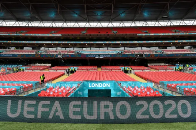 General view of the Wembley dugouts