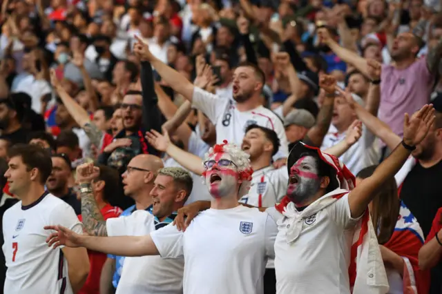 England fans singing at Wembley