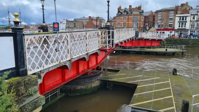 The swing bridge when open