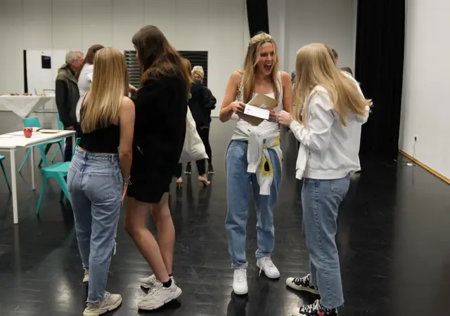 Students at Archbishop Blanch School in Liverpool, receive their A-Level results