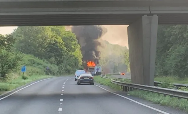 Lorry fire A64