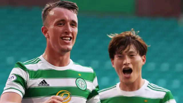 David Turnbull celebrates his goal for Celtic