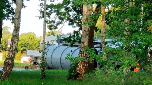 Overturned lorry