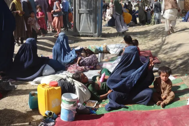 Displaced families in a temporary camp in Kabul