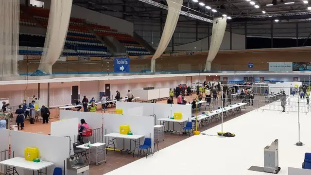 Mass vaccination programme workers at Derby Arena