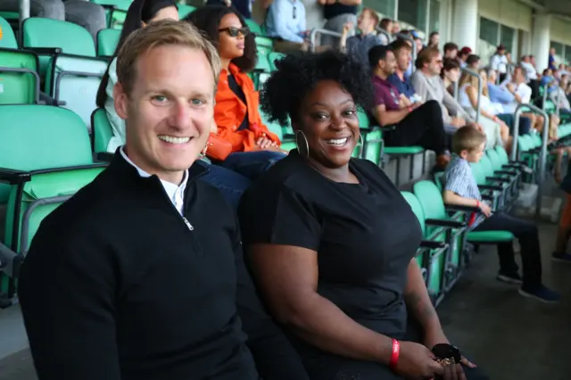 BBC's Dan Walker and Loose Women's Judi Love at The Oval