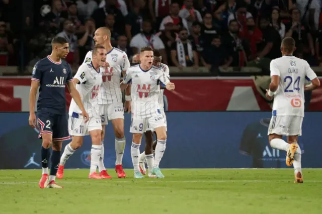 Ludovic Ajorque celebrates