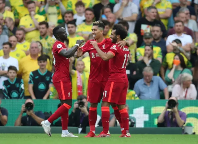 Sadio Mane, Roberto Firmino and Mohamed Salah