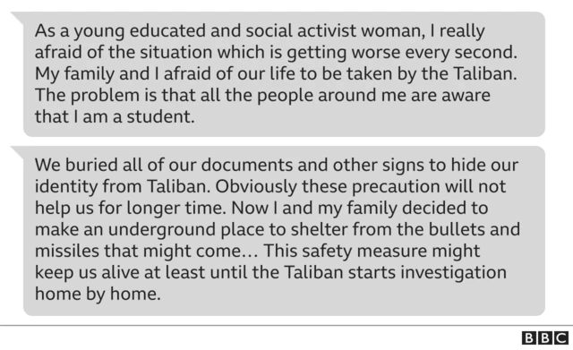 Messages from Afghan civilians