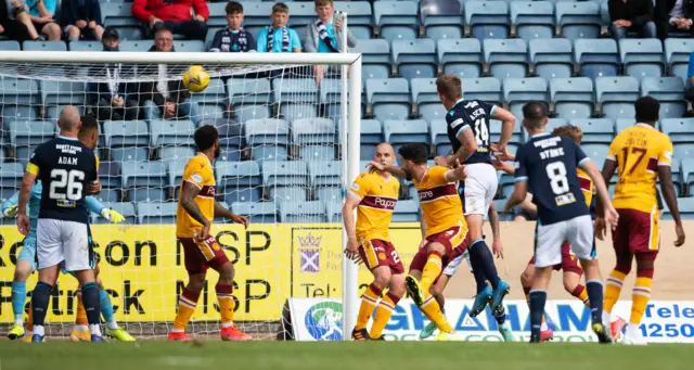 Lee Ashcroft nods in the only goal at Dens Park