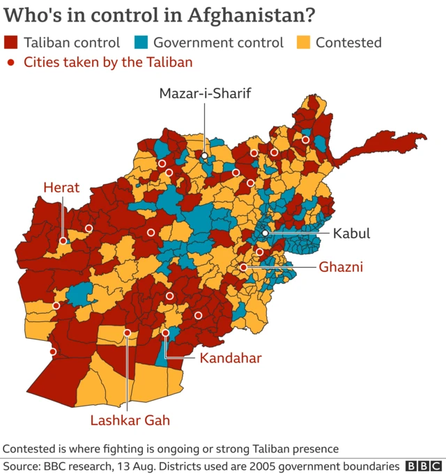 Map of Afghanistan areas of control