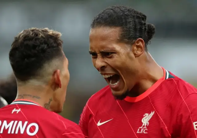 Virgil van Dijk celebrates