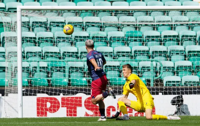 Hibernian goalkeeper Matt Macey made a fine save to deny Kilmarnock's Scott Robinson