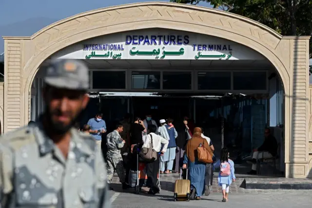 File picture of the departures terminal of the Hamid Karzai International Airport in Kabul (July 2021)