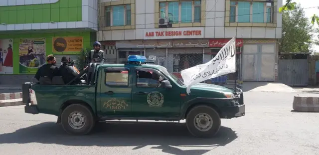 Taliban members patrol the streets of Afghan capital Kabul