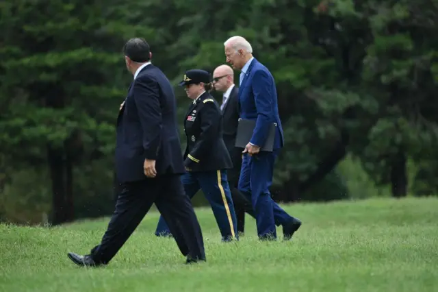 Biden was seen returning to the White House earlier today