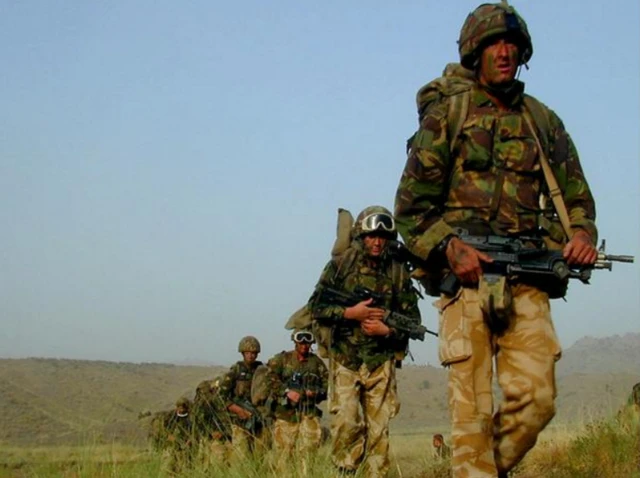 British marines patrolling South Eastern Afghanistan in 2002