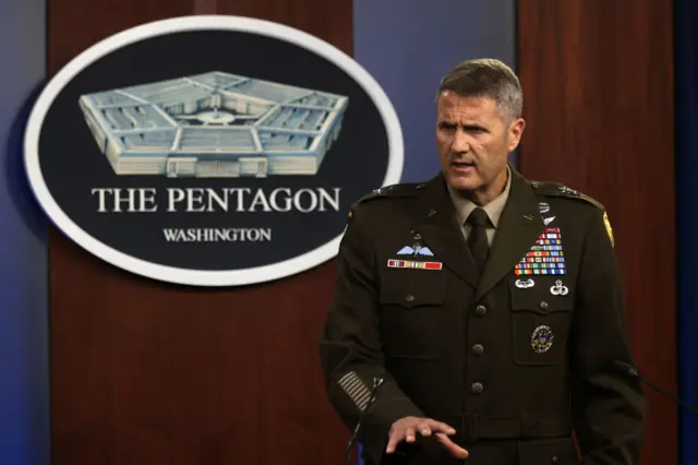 US Army Maj Gen Hank Taylor speaks during a news briefing at the Pentagon August 16, 2021 in Arlington, Virginia.