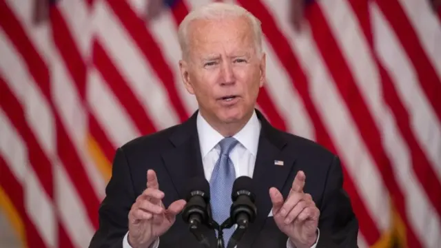 Joe Biden delivers remarks on Afghanistan in the East Room of the White House in Washington, DC, 16 August 2021