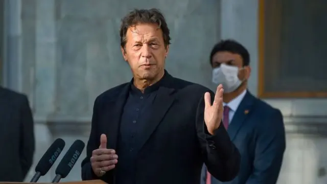 Pakistan's Prime Minister Imran Khan speaks