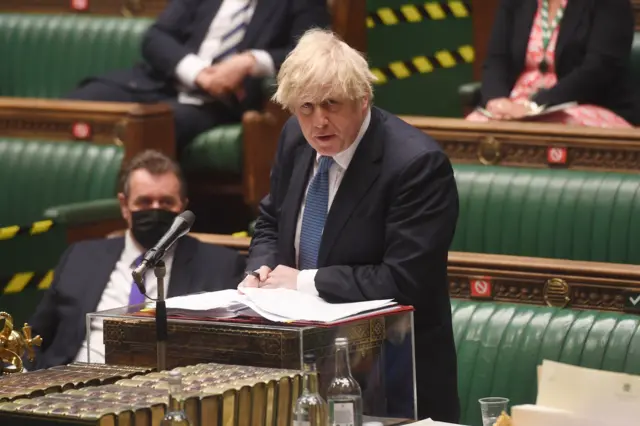 Prime Minister Boris Johnson speaking to Parliament.