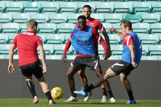 Bruno Martins Indi (centre) trains with AZ at Celtic Park