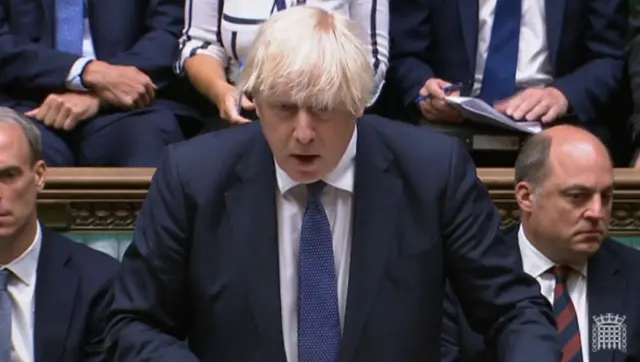 Boris Johnson speaking to Parliament