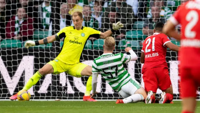 Joe Hart saves from Vangelis Pavlidis