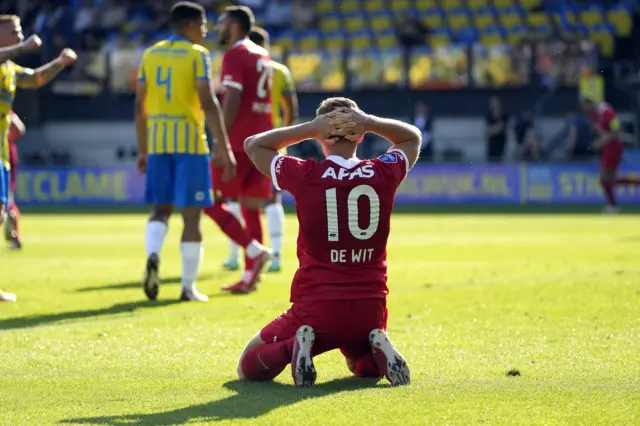 AZ midfielder Dani de Wit is left in despair against Waalwijk