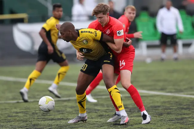 Alashkert's Jose Embalo (left) against Connah's Quay Nomads