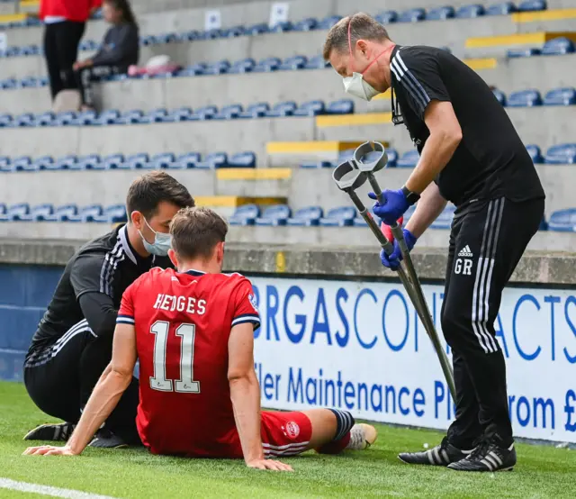 Ryan Hedges was hurt late in the defeat at Stark's Park