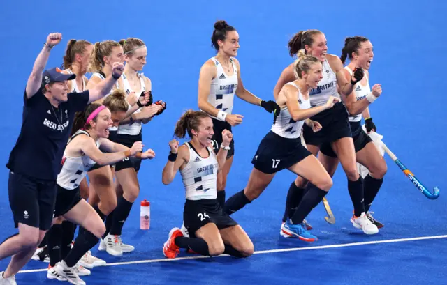 GB hockey celebrate