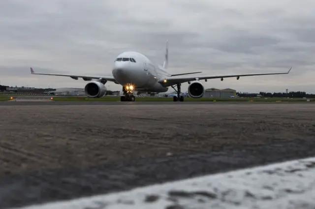 A plane on the tarmac at a Midlands airport