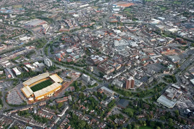 Aerial view of Wolverhampton