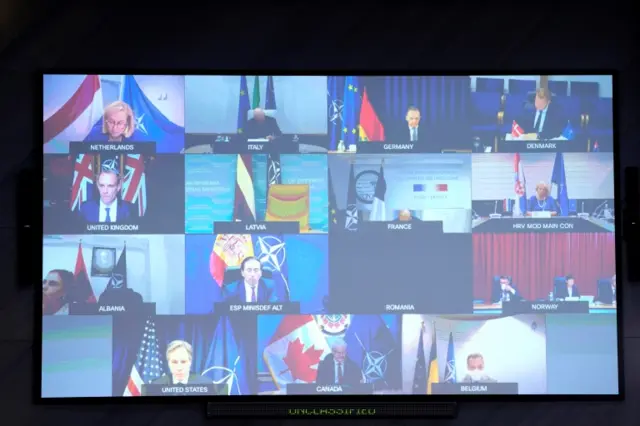 Nato's foreign ministers met via videolink for an emergency conference