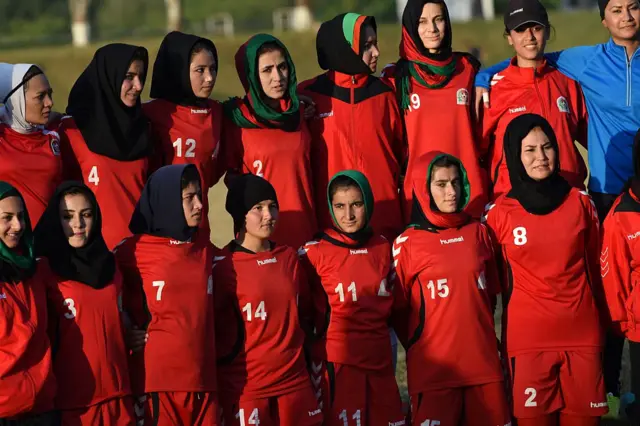 Afghan women football players in 2014