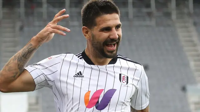 Aleksandar Mitrovic celebrates a goal for Fulham